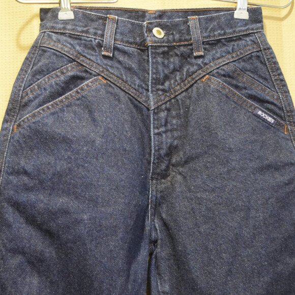 VTG Rockies High Waisted Dark Denim Jeans Womens Size 26 / 3 Yoked "V" Stitching - Picture 1 of 8
